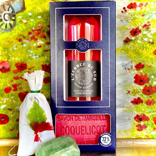 Coffret duo coquelicot -savon douche 100ml + savon solide 100g