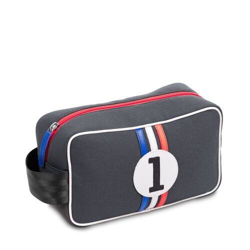 Bobby grise bandes bleu blanc rouge / Toiletries Bobby grey with blue, white, red stripes