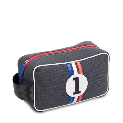 Bobby grise bandes bleu blanc rouge / Toiletries Bobby grey with blue, white, red stripes
