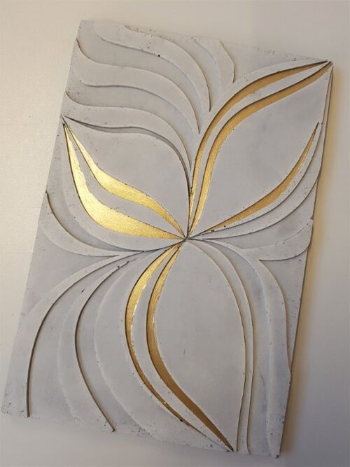 concrete art panel golden flower
