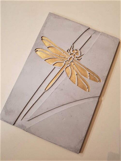 Concrete art panel dragonfly