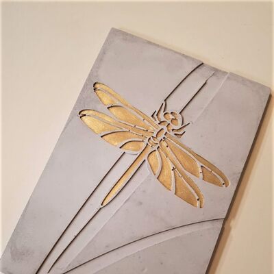 Concrete art panel dragonfly