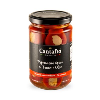 Reife Peperoni aus Ton und Olive 290g. | Ideal als Antipasti oder Aperitivo Calabrese