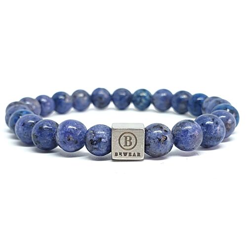 Antraciet blauw kralen armband Extra large: 20-22cm