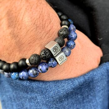 Ensemble bracelet bleu anthracite et lave Extra petit : 16-17cm 3