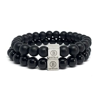 Ensemble de bracelets noir mat brillant Moyen : 18-19cm 1