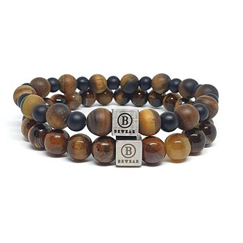 Ensemble de bracelets en perles de pierres précieuses Tiger Eye Grand: 19-20cm 1