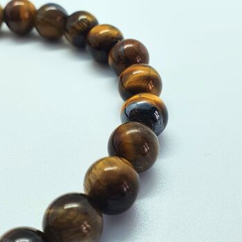 Bracelet en perles de pierres précieuses Oeil de Tigre Moyen : 18-19cm 3