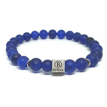 Ensemble de bracelets triples perles bleues Moyen : 18-19cm 2