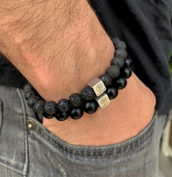 Bracelet en perles de pierres précieuses aspect titane Petit : 17-18 cm 2