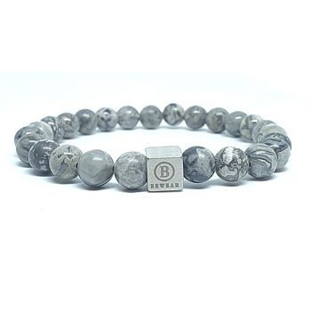 Bracelet en perles de pierres précieuses aspect titane Grand: 19-20cm 1