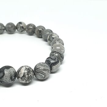 Bracelet en perles de pierres précieuses aspect titane Grand: 19-20cm 2