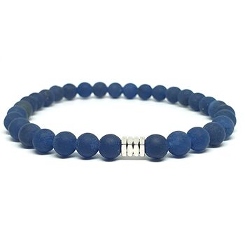 Bracelet de perles bleu foncé mat Grand : 19-20cm 1