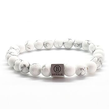 Bracelet en perles de pierres précieuses blanches Howlite Medium: 18-19cm 1