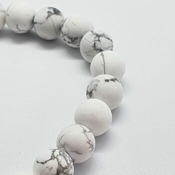 Bracelet en perles de pierres précieuses blanches Howlite Medium: 18-19cm 4