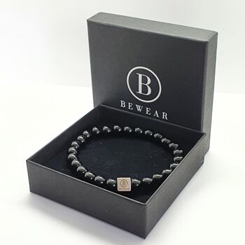 Bracelet perlé brillant noir Extra Large : 20-21cm 5