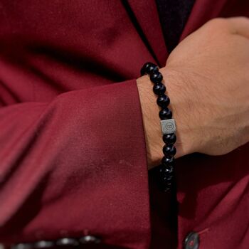 Bracelet en perles de pierre naturelle de lave noire Extra petit : 16-17cm 2