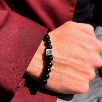 Bracelet en perles de pierre naturelle de lave noire Extra petit : 16-17cm 3
