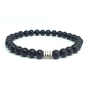 Bracelet de perles noir mat Grand : 19-20cm 1