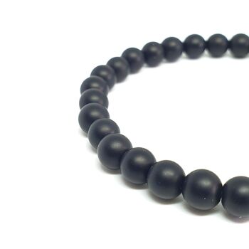 Bracelet de perles noir mat Grand : 19-20cm 3