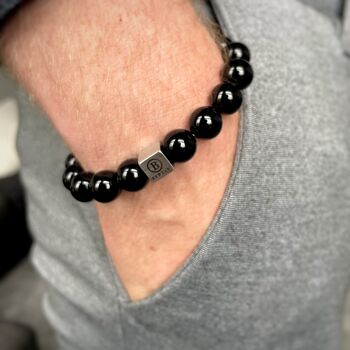 Bracelet perlé noir brillant 10mm Moyen : 18-19cm 4