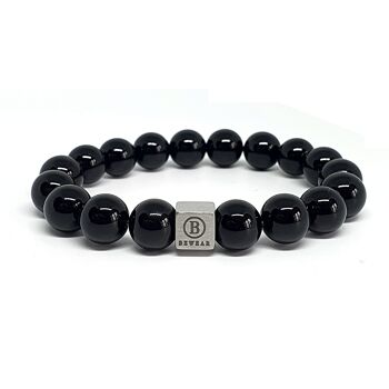 Bracelet en perles de pierres précieuses blanches noires Petit: 17-18cm 1