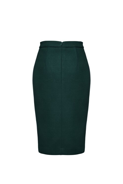 Dark Green Faux Mouflon Pencil Skirt