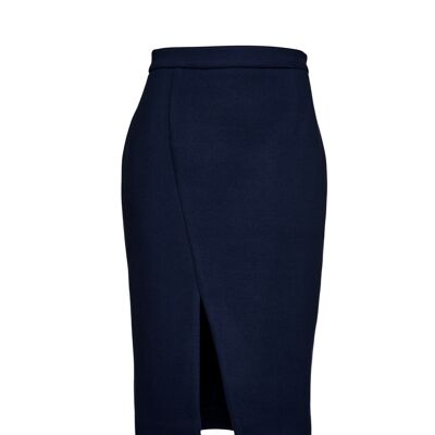 Navy Blue Faux Mouflon Pencil Skirt