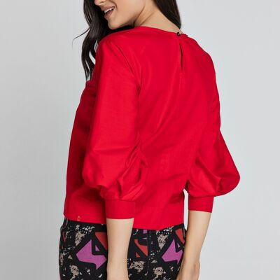 Red Top with Bishop Sleeves