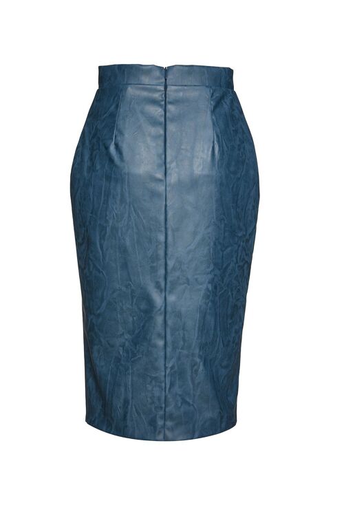 Indigo Faux Leather Pencil Skirt