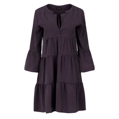 Anthracite Tencel Gathered Seams Dress