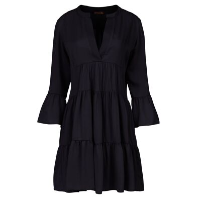 Robe noire en viscose à coutures froncées