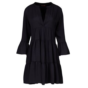 Robe noire en viscose à coutures froncées 2