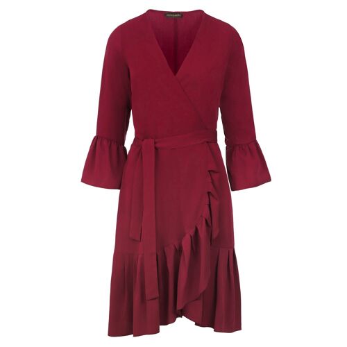 Wine Wrap Dress Viscose with bell sleeves.