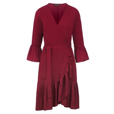 Wine Wrap Dress Viscosa con maniche a campana.