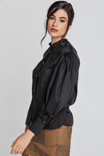 Chemise noire à manches évêque 8