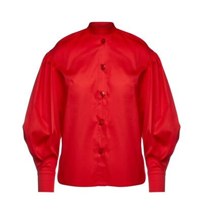 Camisa roja con mangas obispo