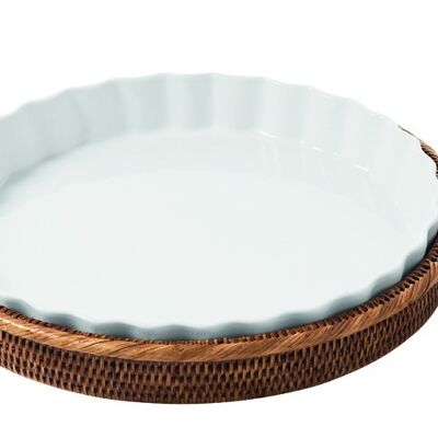 Rattan and Porcelain Pie Dish