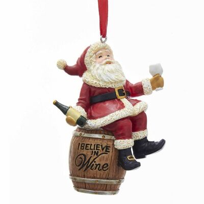 Santa on Wine Barrel Ornament