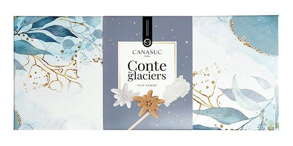 Conte des Glaciers...pour se réchauffer au coin du feu à Noël. Assortiment de sucres "Edelweis" et bâtonnets candi.