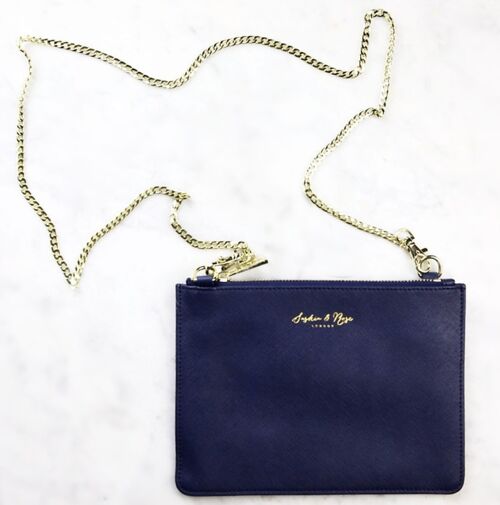 Sheriden Saffiano Cross Body Clutch Midnight Blue