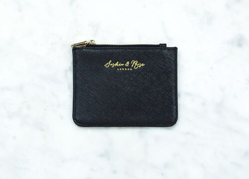 Mini zip coin purse – Black nappa