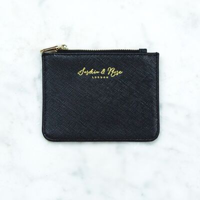 Mini zip coin purse – Black nappa