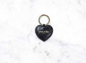 Porte-clés cœur – croco noir
