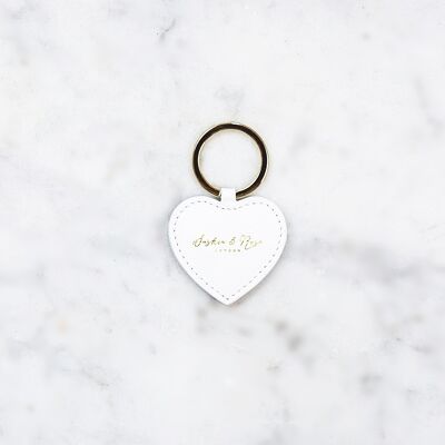 Heart keychain – White saffiano