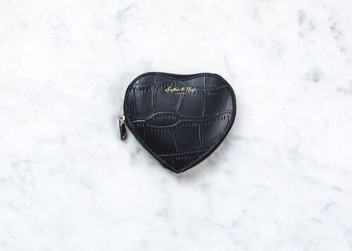Heart zip purse – Black croc