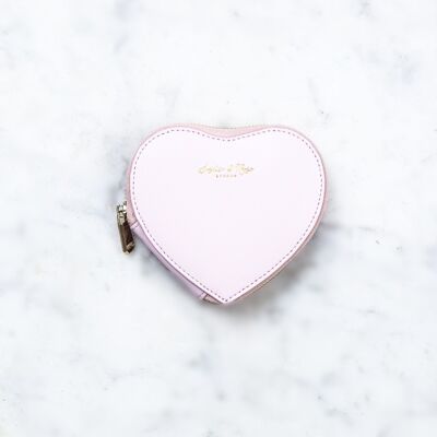 Heart zip purse – pink nappa