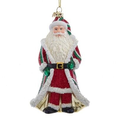 Striped Santa Glass Ornament