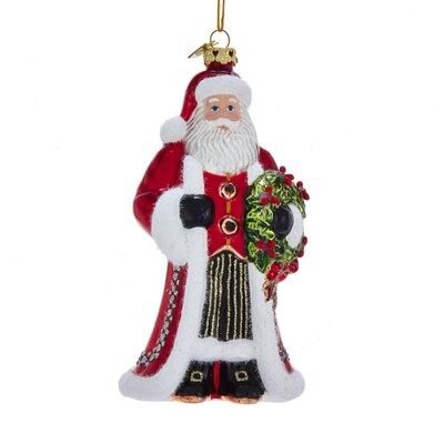 Fancy Santa Glass Ornament