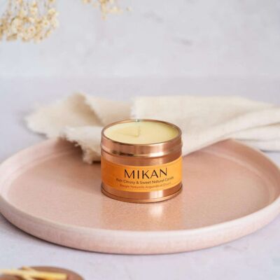 Mikan Energising Natural Sustainable Candle Rose Gold Tin 85g/ 20h